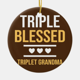 Triple Bled Triplet Grandma Barnbarn Funny Julgransprydnad Keramik