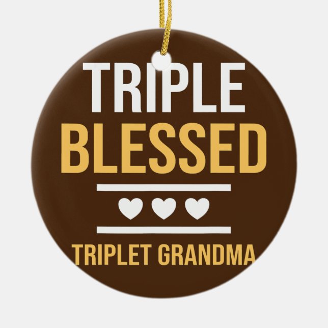 Triple Bled Triplet Grandma Barnbarn Funny Julgransprydnad Keramik (Framsidan)