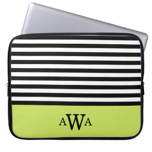 Triple Brev Monogram Grönt Black White Rand Laptop Fodral