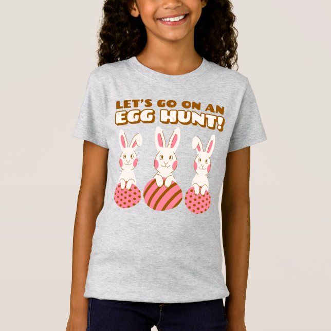 Triple Bunny Egg Hunt Kids Shirt T (Framsida)