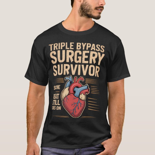 Triple Bypass-överlevare Beat Still Goes On - T Shirt (Framsida)