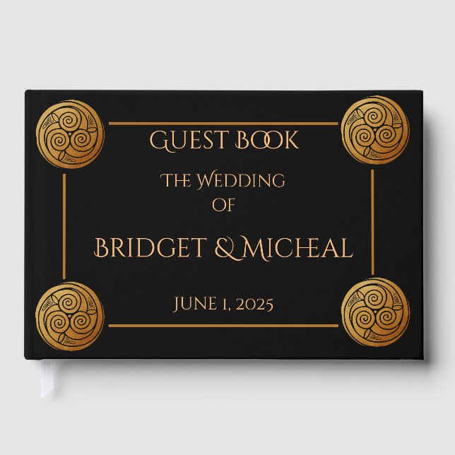 Triple Celtic Knot Swirl Bröllop Gästböcker (Framsida)