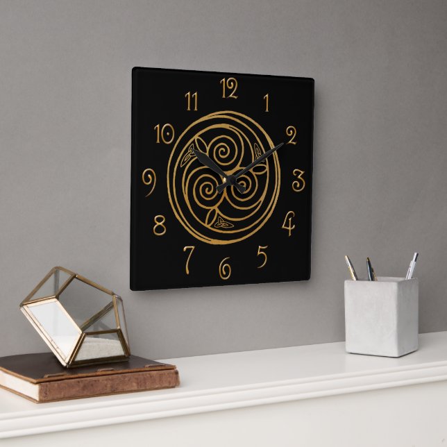 Triple Celtic Knot Swirl Mandala Fyrkantig Klocka (Kontor)