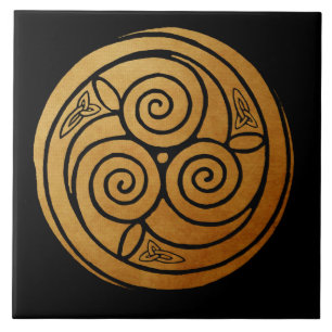 Triple Celtic Knot Swirl Mandala Kakelplatta