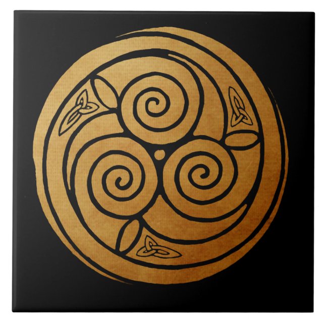 Triple Celtic Knot Swirl Mandala Kakelplatta (Framsidan)