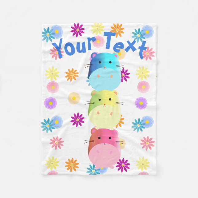 Triple Cute Kawaii Hamsters Anpassningsbar Fleecefilt (Framsidan)