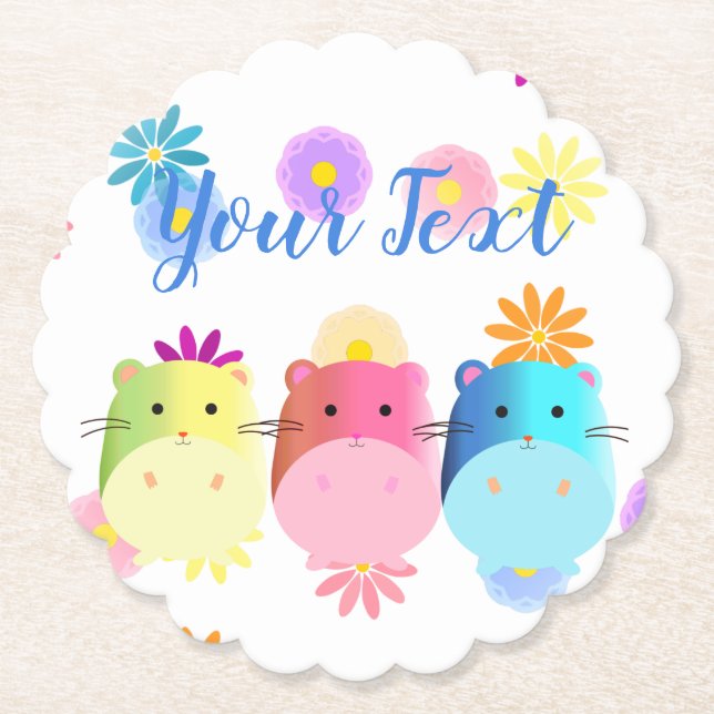 Triple Cute Kawaii Hamsters Anpassningsbar Underlägg Papper (Framsida)