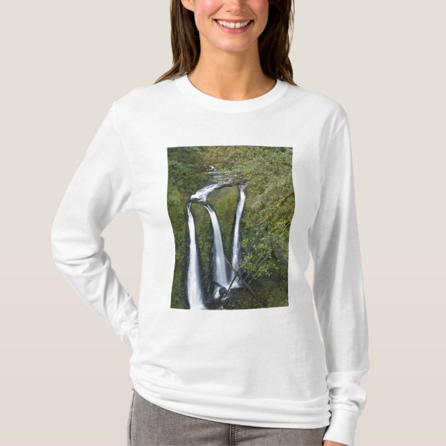 Triple Falls, Columbia River Gorge Tee Shirt (Framsida)