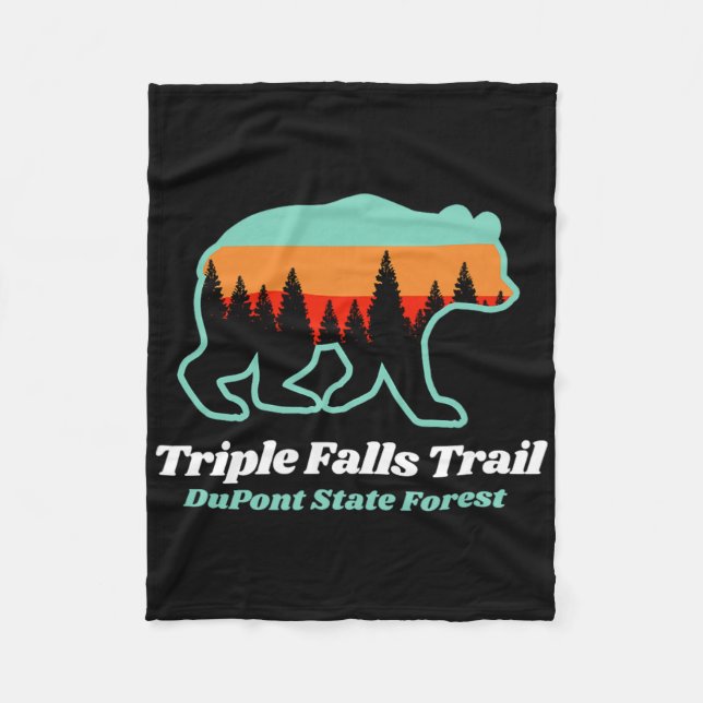 Triple Falls Trail Dupont State Forest Bear Souven Fleecefilt (Framsidan)