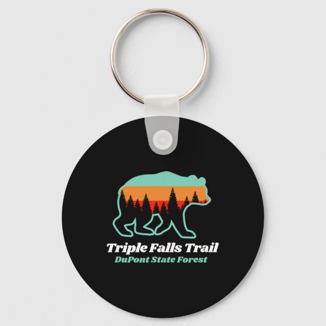 Triple Falls Trail Dupont State Forest Bear Souven Nyckelring (Framsida)