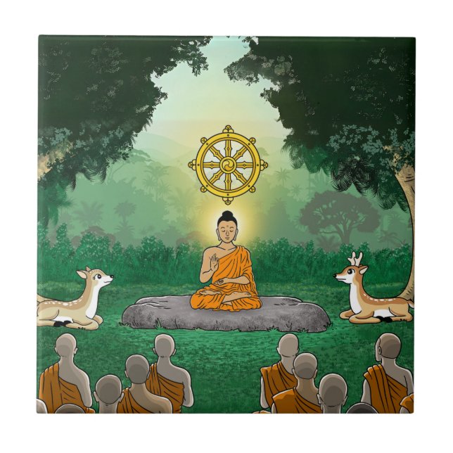 Triple Gems: Buddha, Dharma, Sangha Ceramic Tile Kakelplatta (Framsidan)