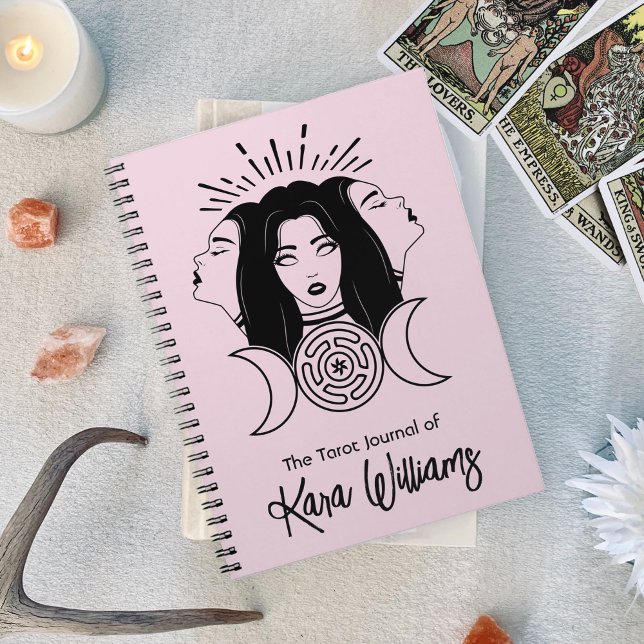 Triple Goddess Hecate Black & Rosa Wicca Tarot Anteckningsbok (Triple Goddess Hecate Black & Pink Wicca Tarot Notebook)