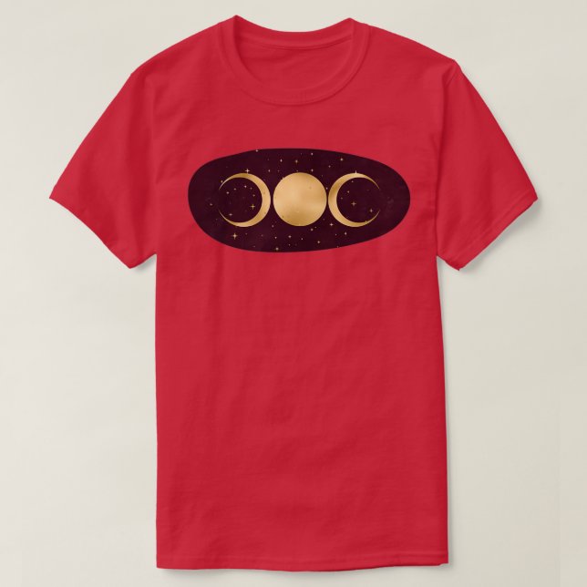 Triple Goddess i Stars Guld på Vin T Shirt (Design framsida)