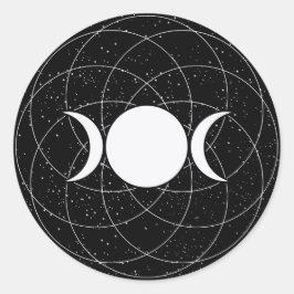 Triple Goddess Måne på Black Runt Klistermärke