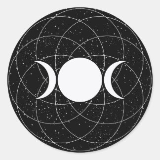 Triple Goddess Måne på Black Runt Klistermärke