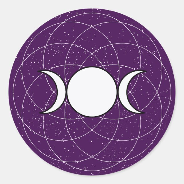 Triple Goddess Måne Runt Klistermärke (Framsida)