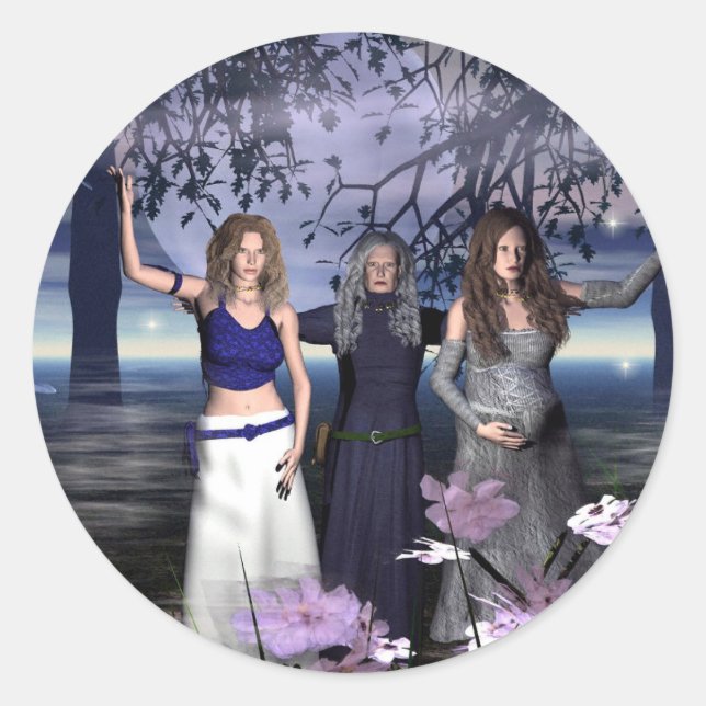 Triple Goddess Runt Klistermärke (Framsida)