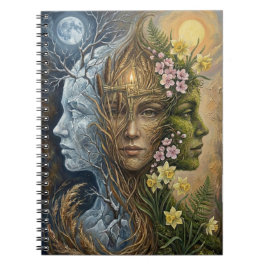 Triple Goddess Winter to Spring Imbolc Fantasy Art Anteckningsbok