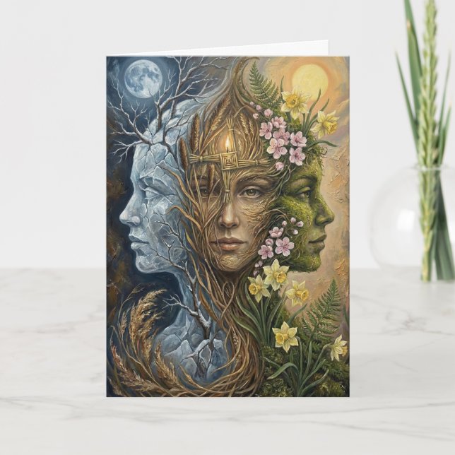 Triple Goddess Winter to Spring Imbolc Fantasy Art Kort (Framsida)