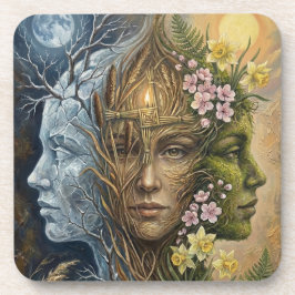 Triple Goddess Winter to Spring Imbolc Fantasy Art Underlägg