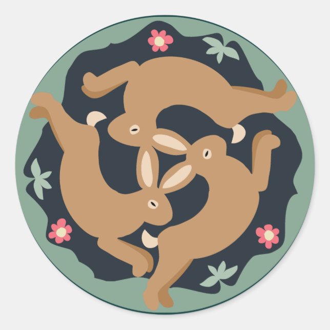 Triple Hare Runt Klistermärke (Framsida)