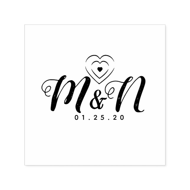 Triple Heart Rustic Lettering Självfärgande Stämpel (Design)