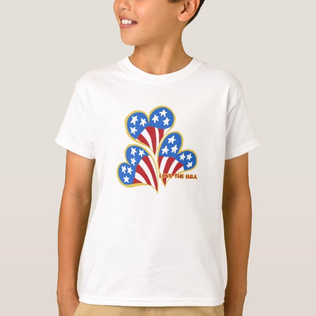 Triple Hearts USA Girls T-shirts (Framsida)