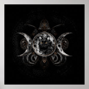 Triple Måne - Black cat Poster