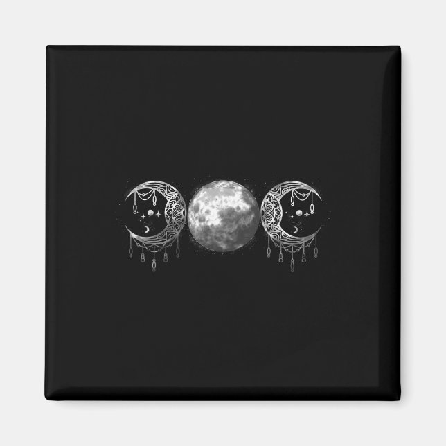Triple-måne Goddess Feminist Pagan Witch Halloween Magnet (Framsidan)