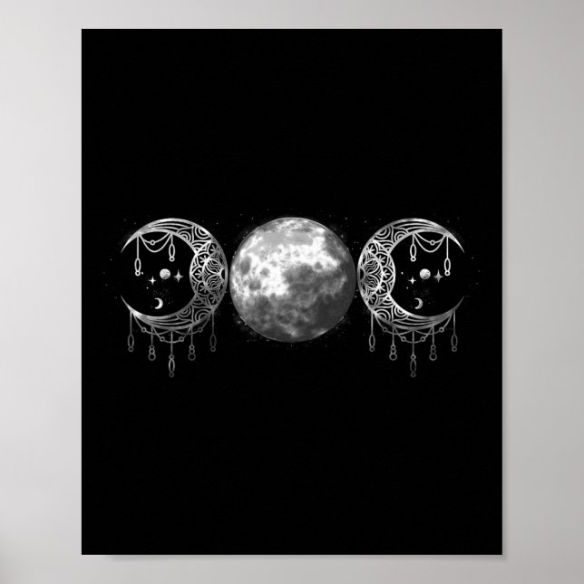 Triple-måne Goddess Feminist Pagan Witch Halloween Poster (Framsidan)