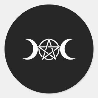 Triple Måne Goddess Pentacle Pagan Wiccan Occult Runt Klistermärke