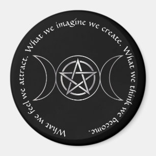 Triple Måne Goddess Wicca Pentacle Magnet