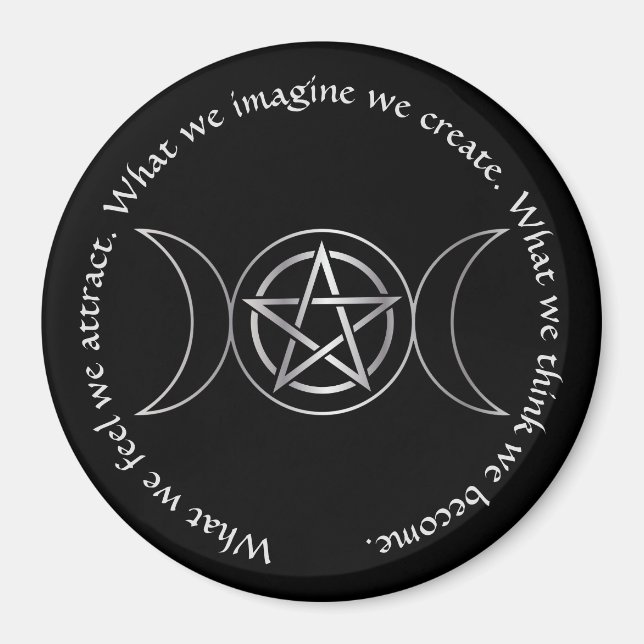 Triple Måne Goddess Wicca Pentacle Magnet (Framsidan)