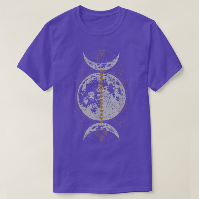 Triple Måne - Gothic Witch Wicca Witchcraft Occult T Shirt (Design framsida)