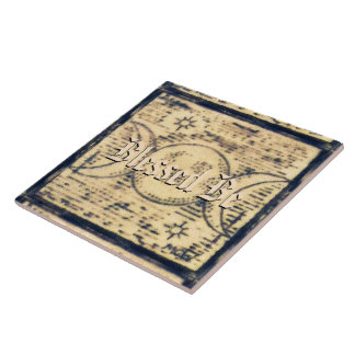 Triple Måne Illus. Prim Old World Stil Altar Tile Kakelplatta
