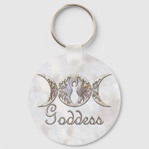Triple Måne Moonstone Goddess Nyckelring