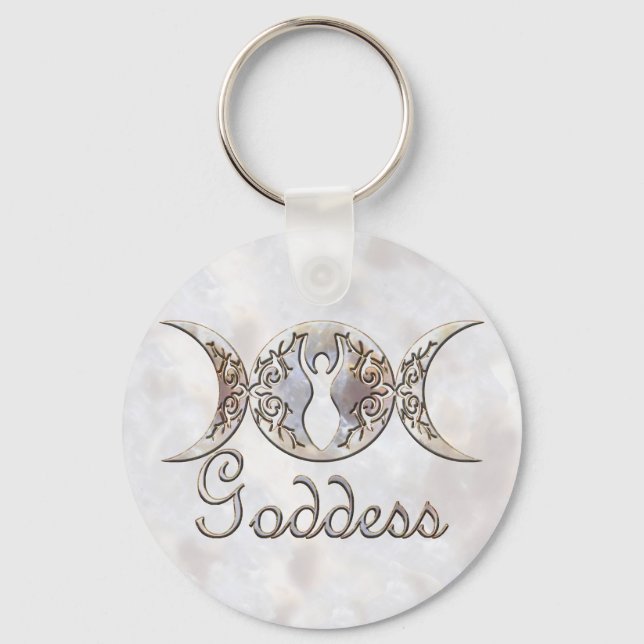 Triple Måne Moonstone Goddess Nyckelring (Framsida)