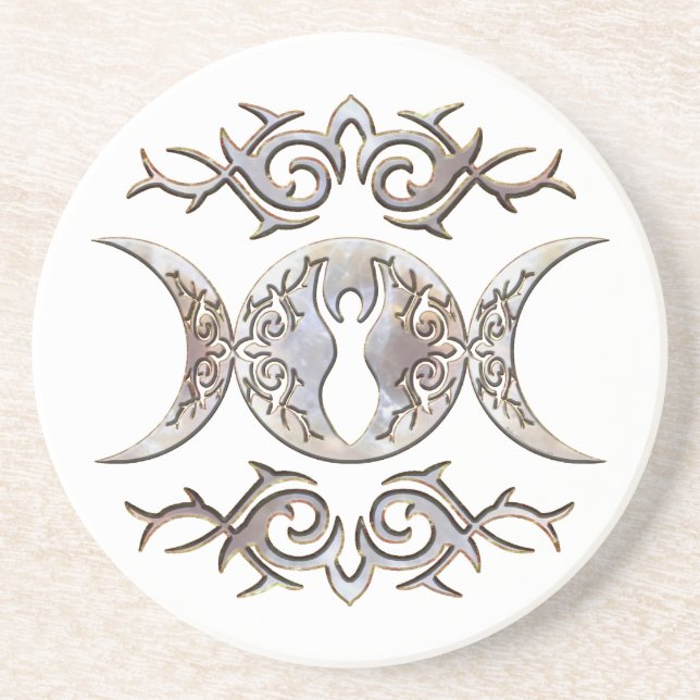 Triple Måne Moonstone Goddess Underlägg Sandsten (Framsidan)