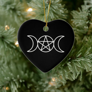 Triple Måne Pentacle Goddess Julgransprydnad Keramik