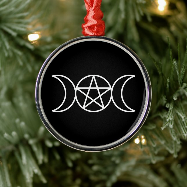 Triple Måne Pentacle Goddess Julgransprydnad Metall (Träd)