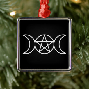 Triple Måne Pentacle Goddess Julgransprydnad Metall