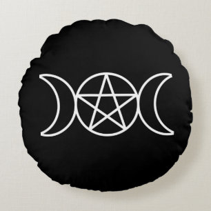 Triple Måne Pentacle Rund Kudde
