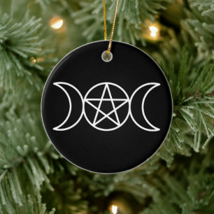 Triple Måne Pentagram Julgransprydnad Keramik