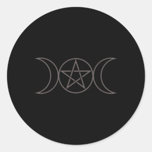 Triple Måne Pentagram Wicca Pagan Goddess Witch Runt Klistermärke