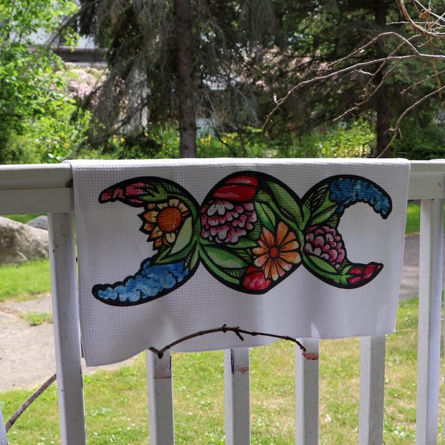 Triple Måne Symbol Garden Bloom Kökshandduk (Skapare uppladdad)