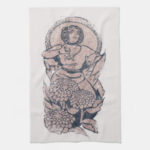Triple Måne Symbol Goddes Mucha Feminist Art Kökshandduk