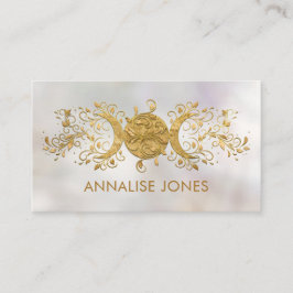 Triple Måne - Triple Goddes Golden Ornament Busi Visitkort