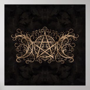 Triple Måne - Triple Goddes Pentagram Ornament Poster