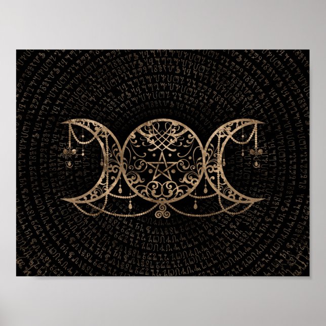 Triple Måne - Triple Goddess Guld och Black Poster (Framsidan)