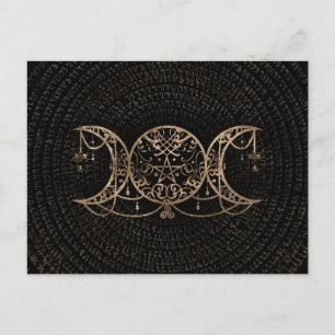 Triple Måne - Triple Goddess Guld och Black Vykort